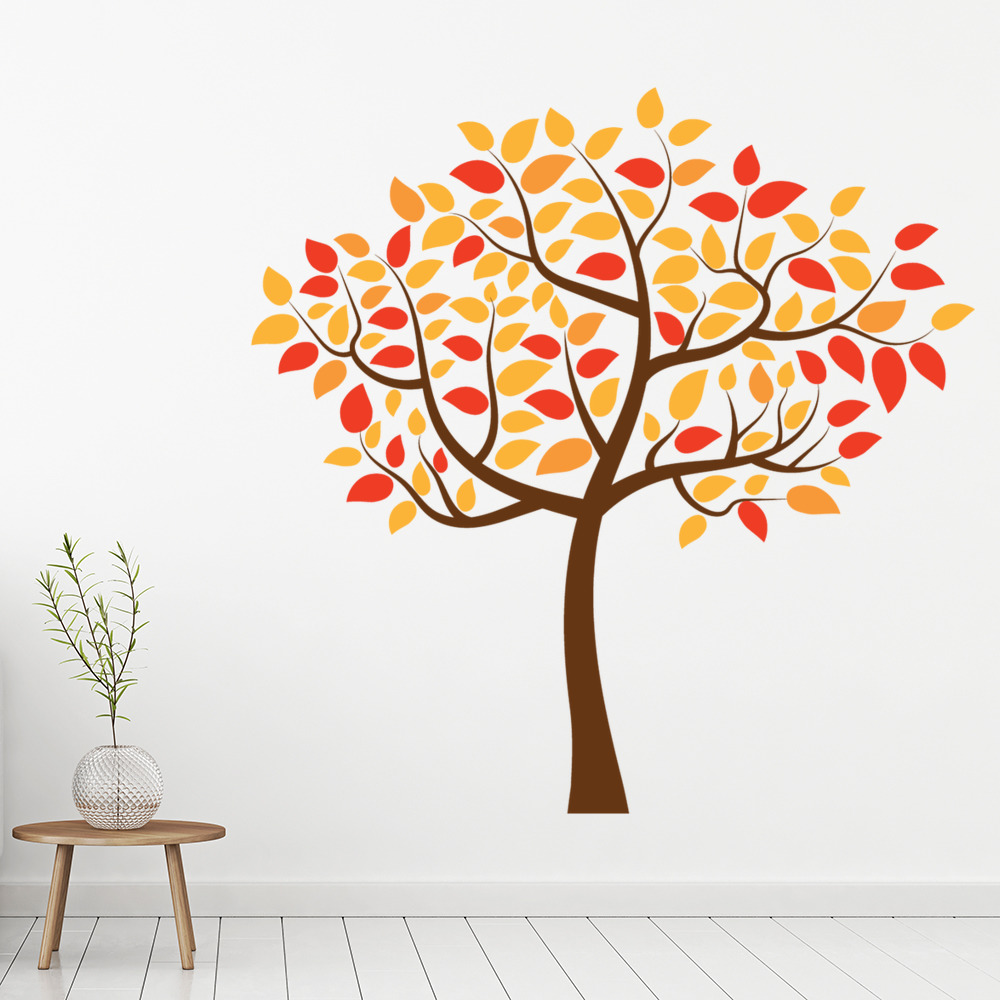 Autumn Tree Red Yellow Leaves Wall Sticker