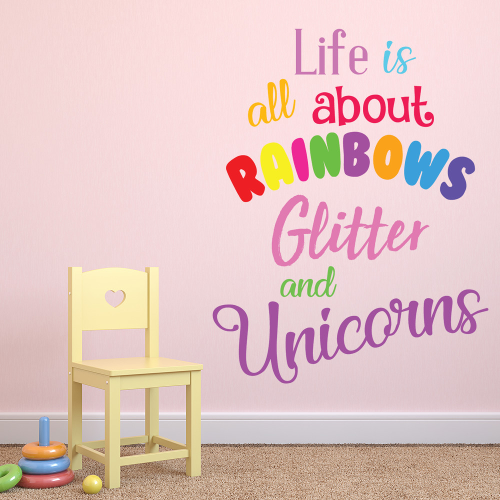 Rainbows & Glitter Unicorn Quote Wall Sticker