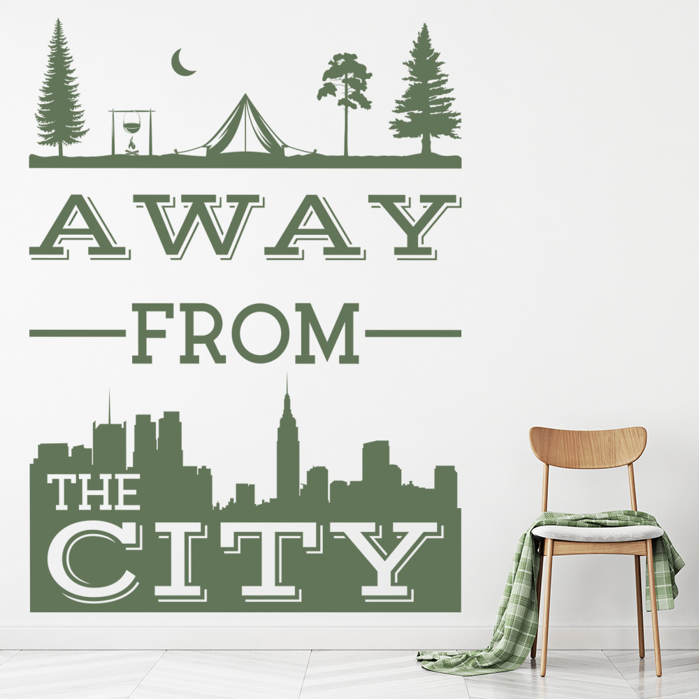 Away From The City Quote Wall Sticker
