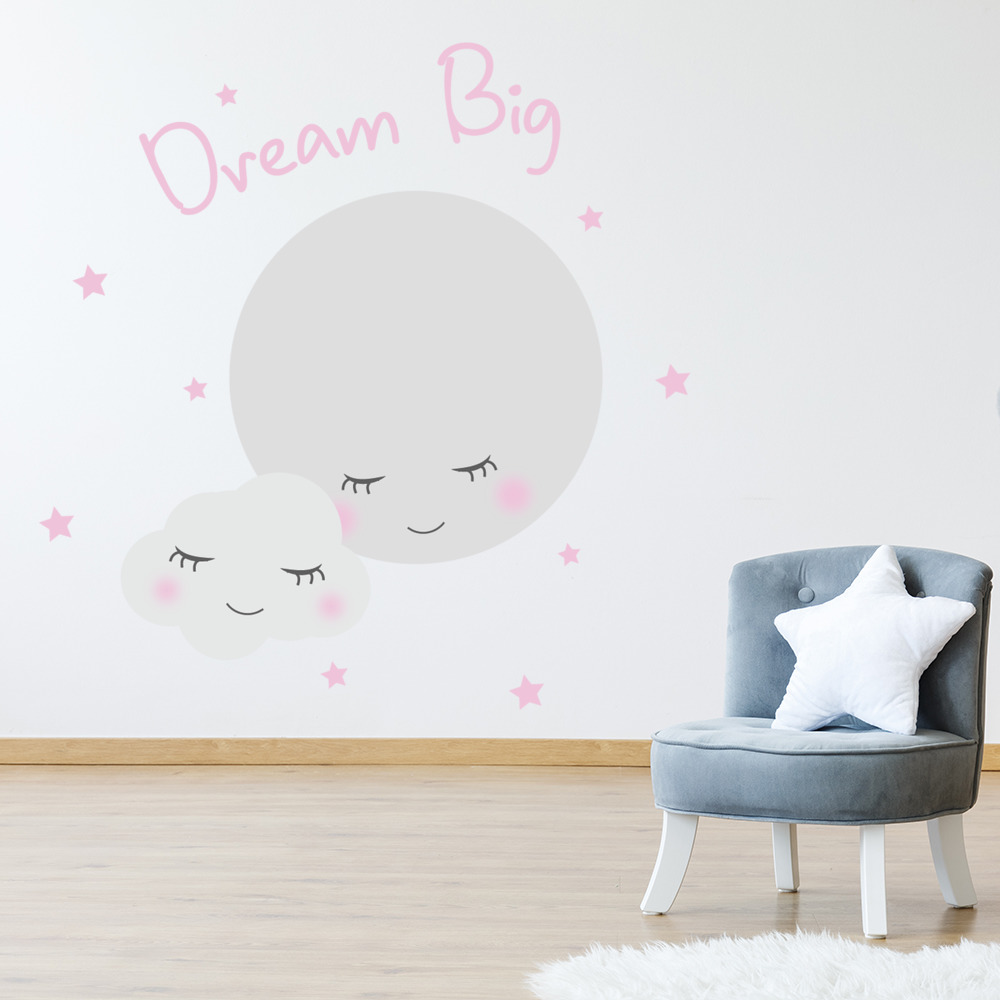 Clouds Moon Star Dream Big Nursery Wall Sticker