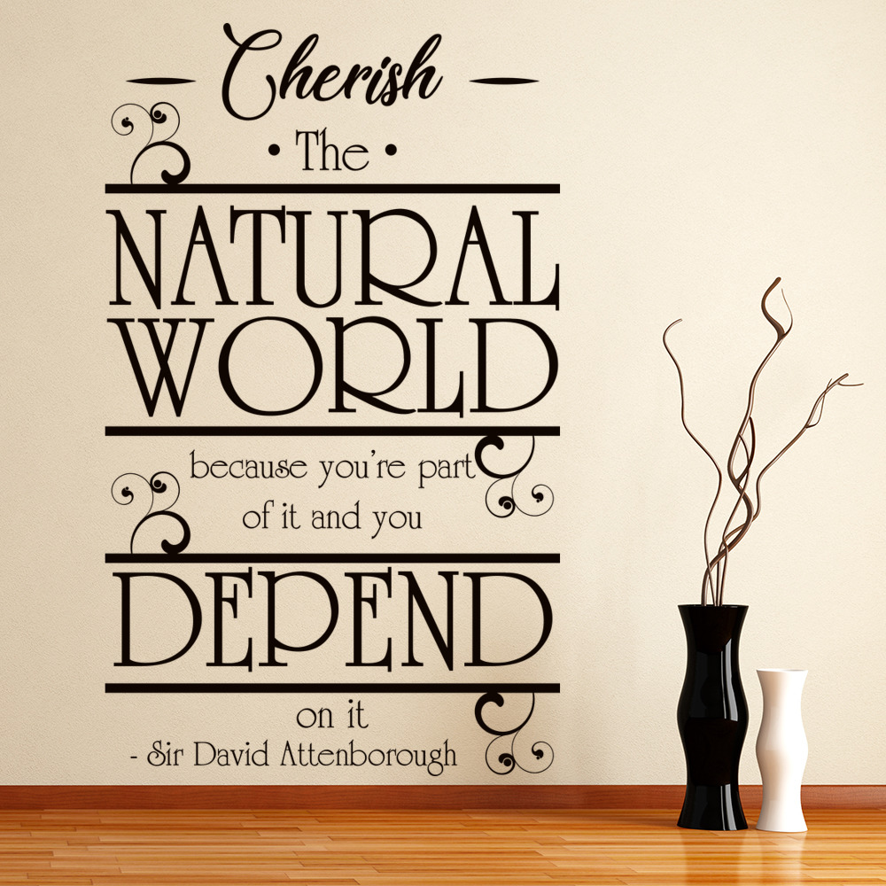 Cherish The World David Attenborough Quote Wall Sticker