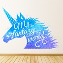 My Fantasy World Blue Unicorn Quote Wall Sticker