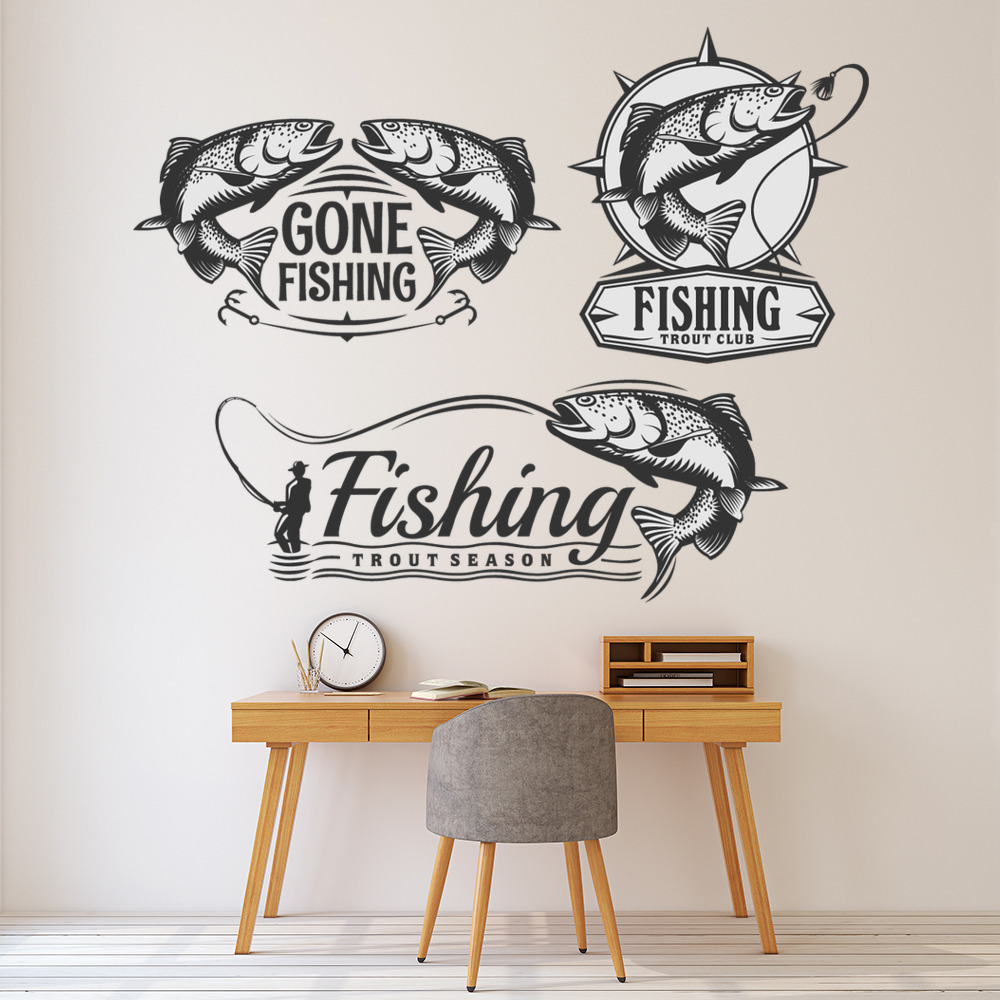 Gone Fishing Fisherman Wall Sticker Set