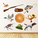 Hunting Dog & Fishing Wall Sticker Set
