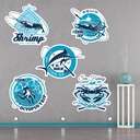 Sea Fishing Marlin Squid Shrimp Wall Sticker Set