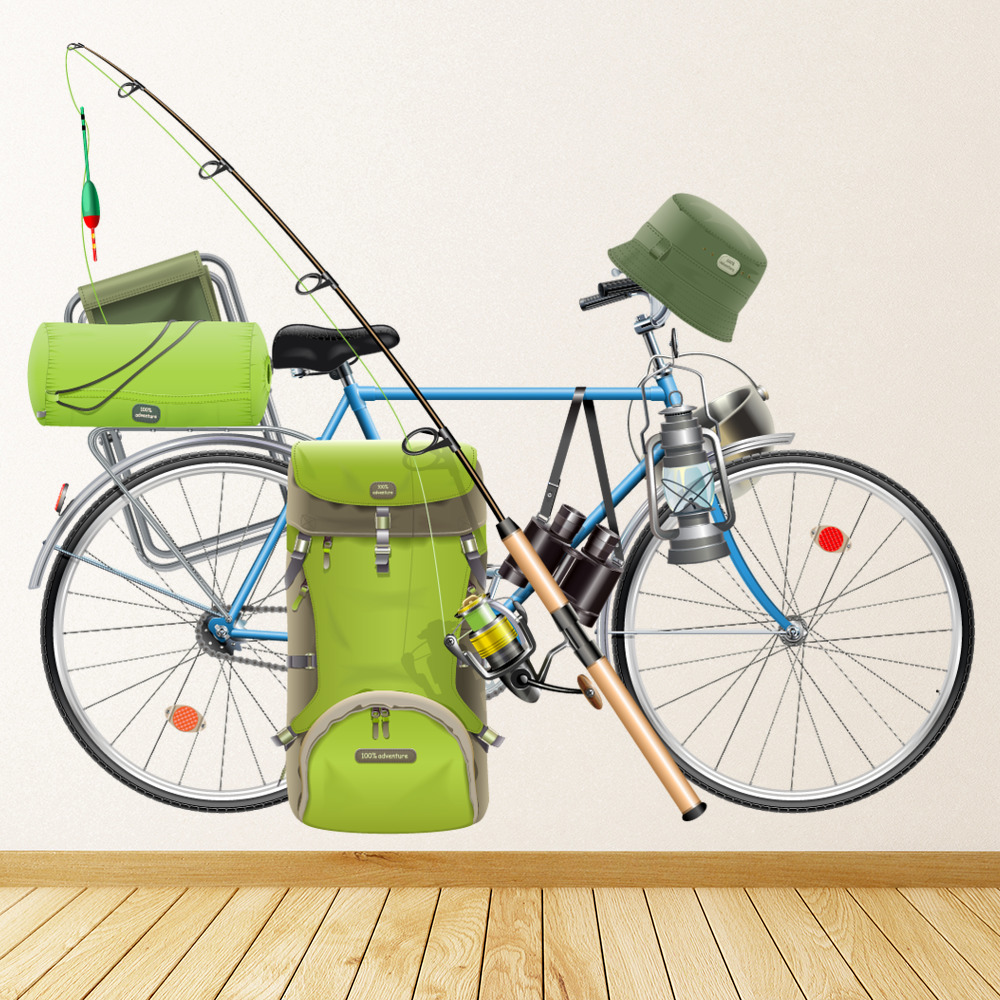 Fishing Bicycle Wall Sticker