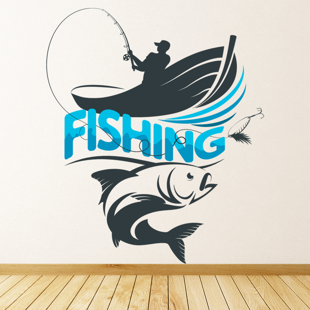 Fisherman Boat Fishing Wall Sticker