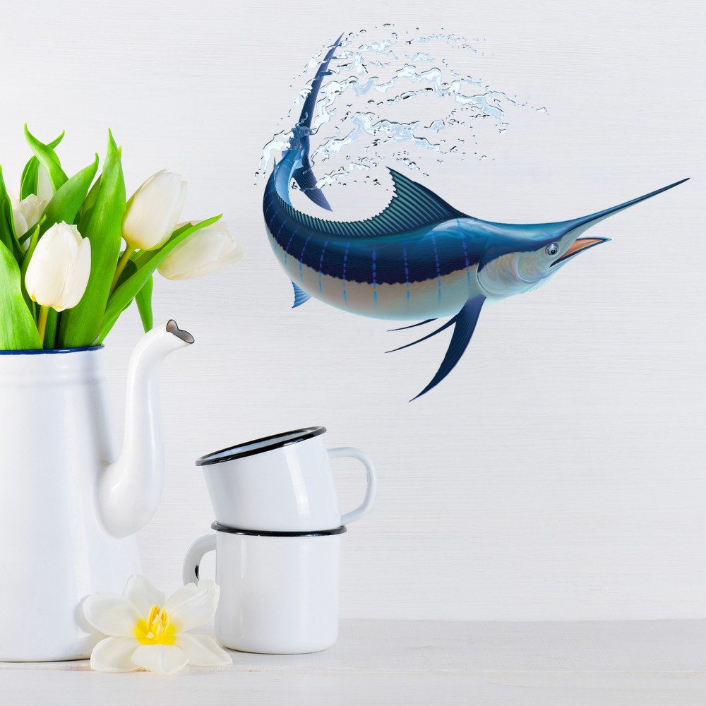 Blue Marlin Fish Wall Sticker - Mod1