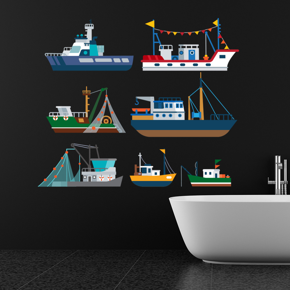 Fishing Boat Ship Wall Sticker Set