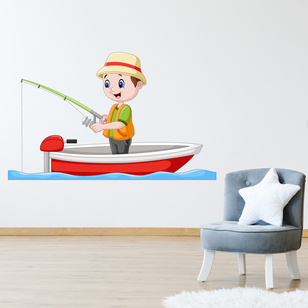 Boy Fishing Childrens Wall Sticker