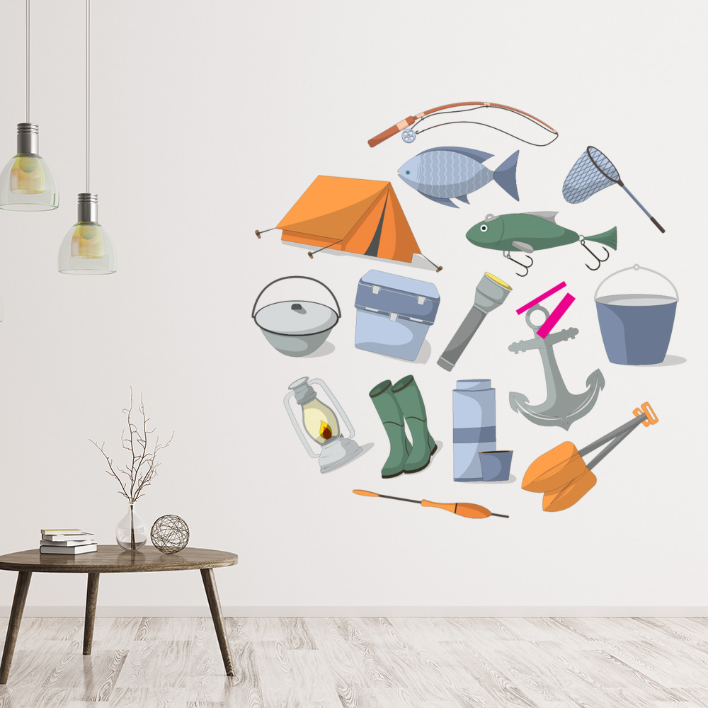 Fishing Fishnet Anchor Wall Sticker Set
