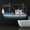 Blue Ship Fishing Boat Wall Sticker