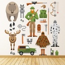 Hunting Stag Bear Gun Wall Sticker Set