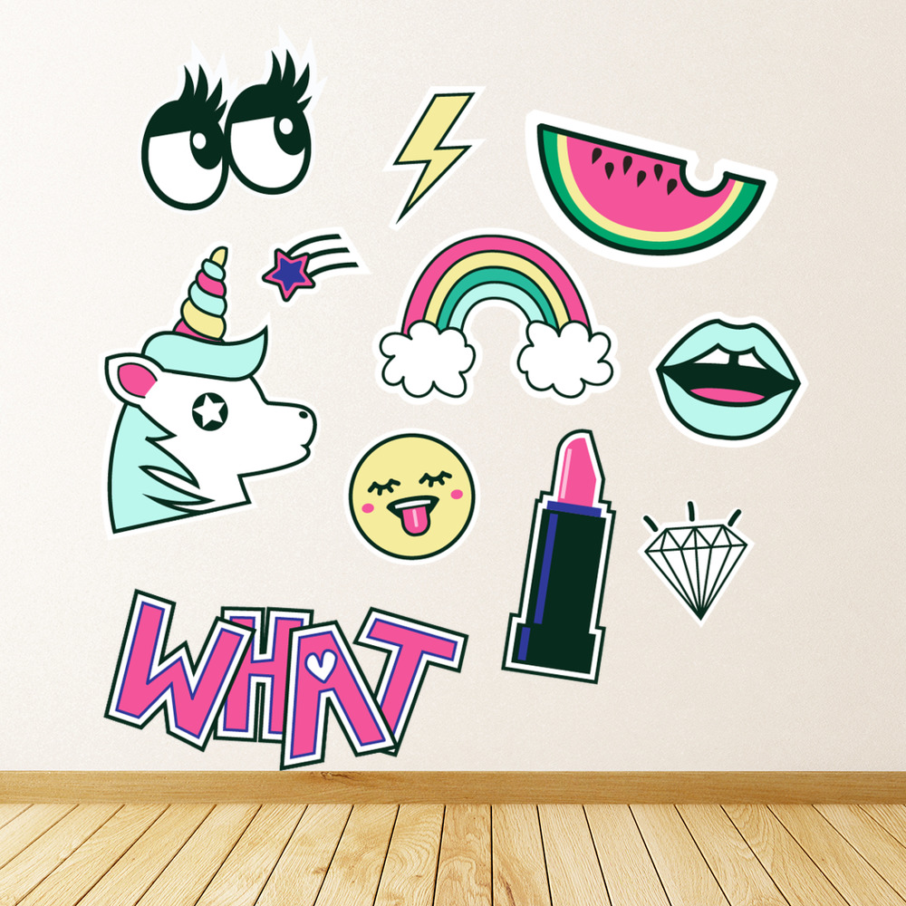 Unicorn Emoji Wall Sticker Set