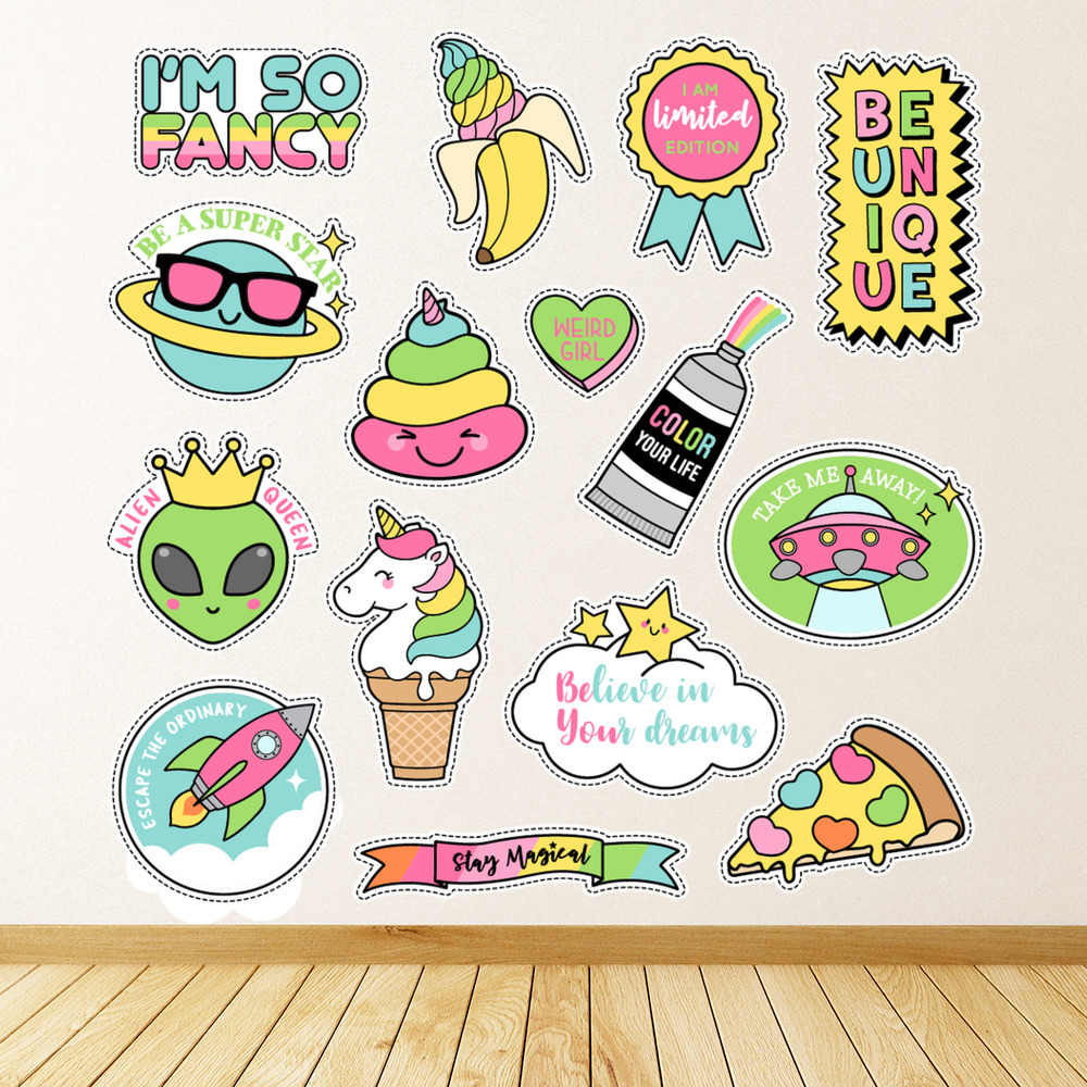 Be Unique Emoji Unicorn Wall Sticker Set