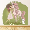 Fairytale Unicorn & Flower Princess Wall Sticker