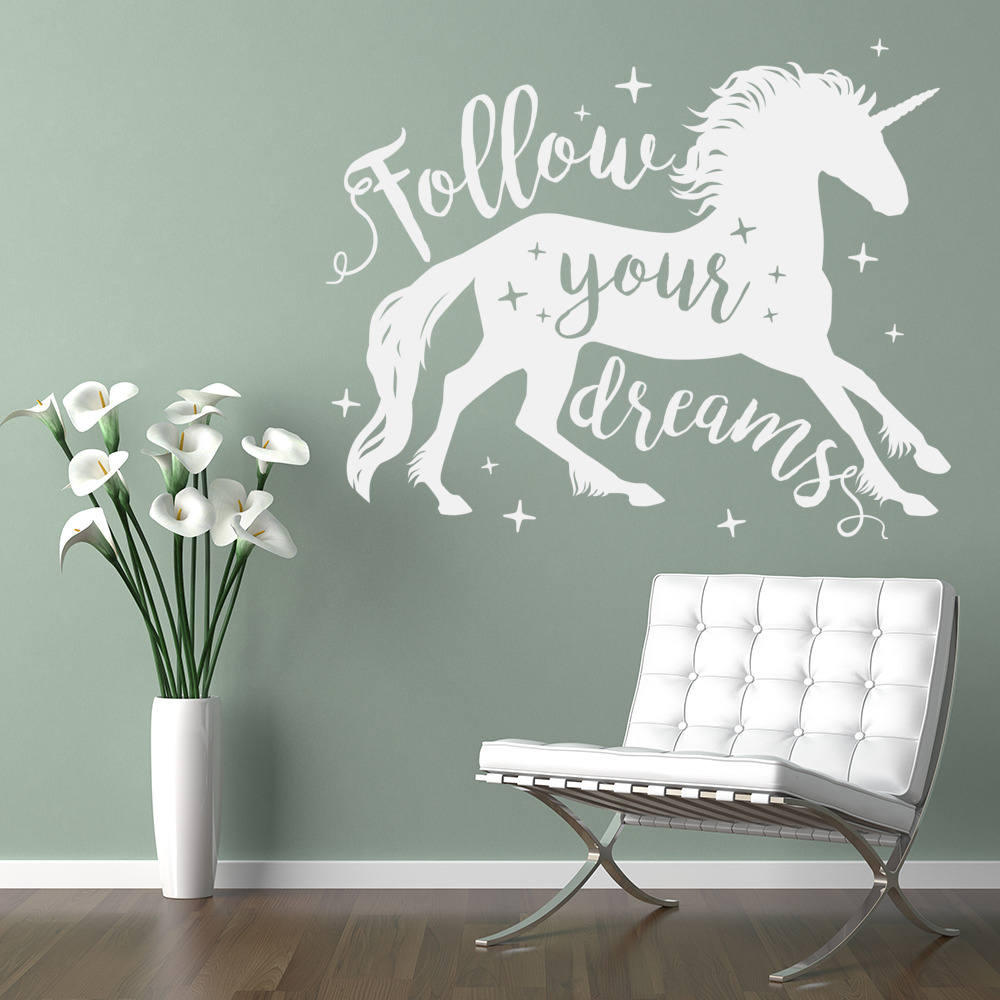 Follow Your Dreams Unicorn Quote Wall Sticker