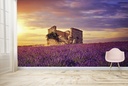 Lavender Field Purple Sunset Wall Mural Wallpaper