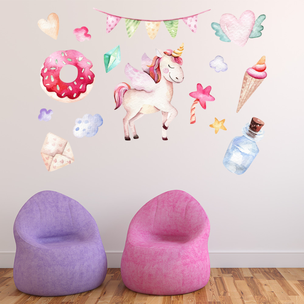 Sweet Unicorn Fairytale Wall Sticker Set