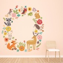 Woodland Animals Floral Wreath Wall Sticker