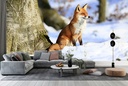 Red Fox In White Winter Woods Wall Mural Wallpaper