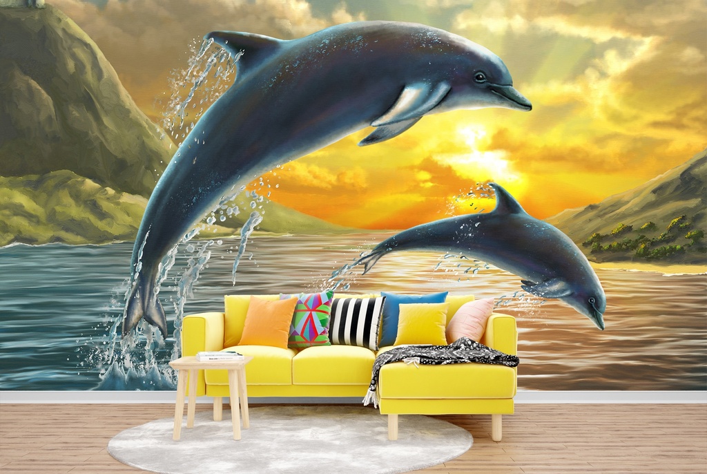 Jumping Dolphins Wall Mural Wallpaper