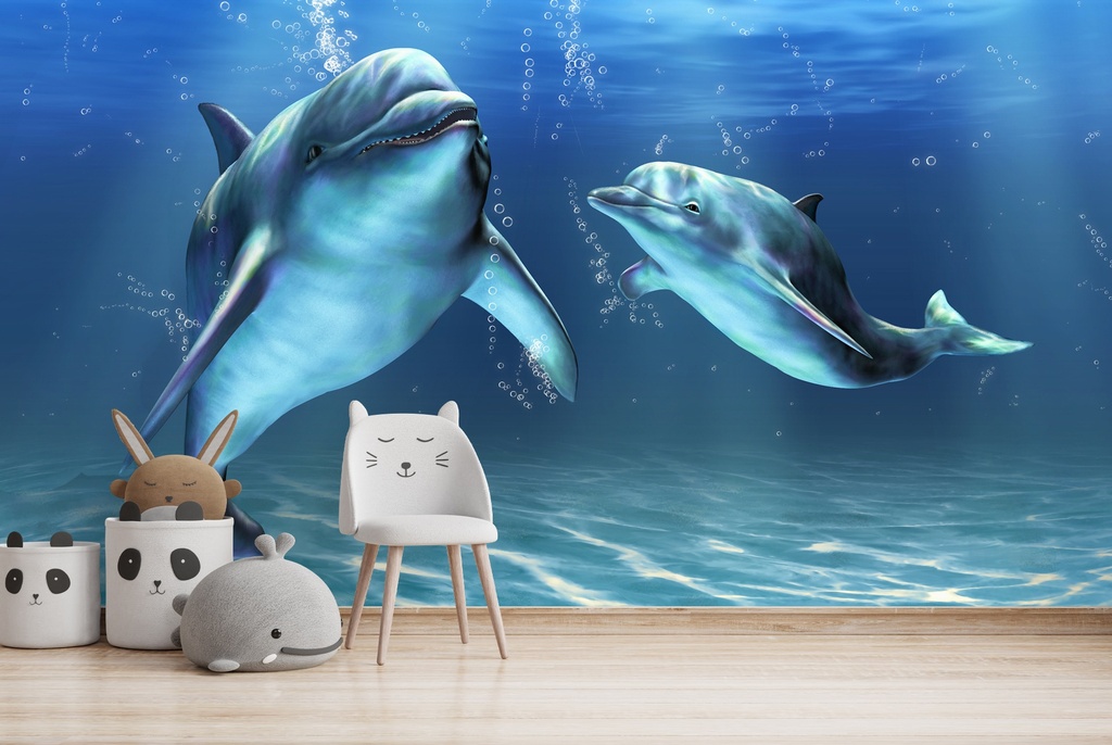 Dolphin Friends Wall Mural Wallpaper