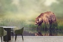 Brown Bear & Woodland Lake Wall Mural Wallpaper