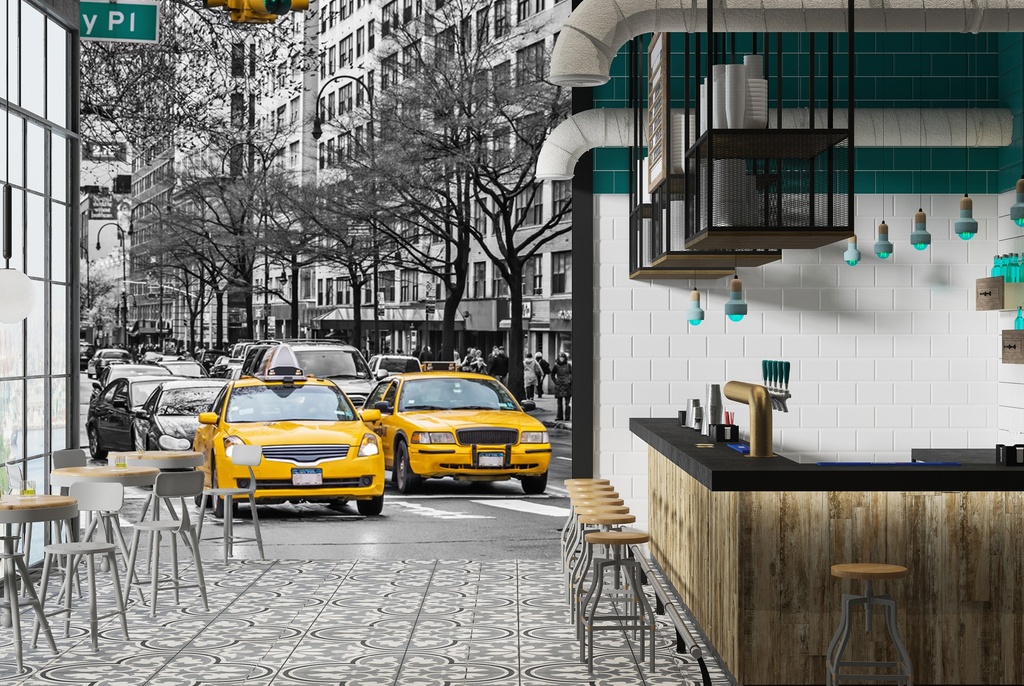 Yellow Taxi Cabs New York Wall Mural Wallpaper