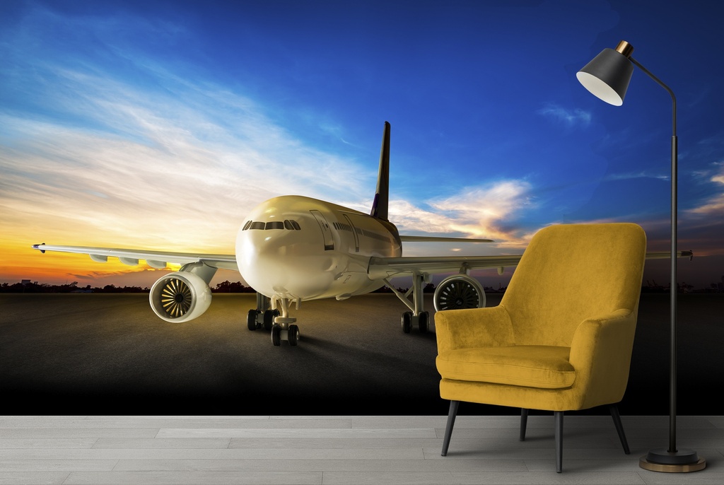 Airplane Sunset Aeroplane Blue Sky Wall Mural Wallpaper
