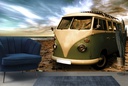 Vintage Beach Campervan Wall Mural Wallpaper
