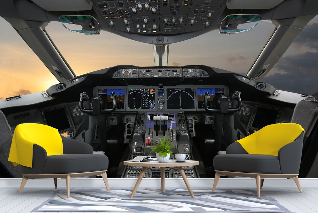 Airplane Cockpit Wall Mural Wallpaper