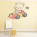 Race Car Teddy Wall Sticker