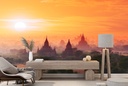 Buddhist Temples Myanmar Bagan Sunset Wall Mural Wallpaper
