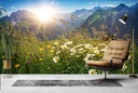 Mountain Landscape Spring Flowers Wall Mural Wallpaper