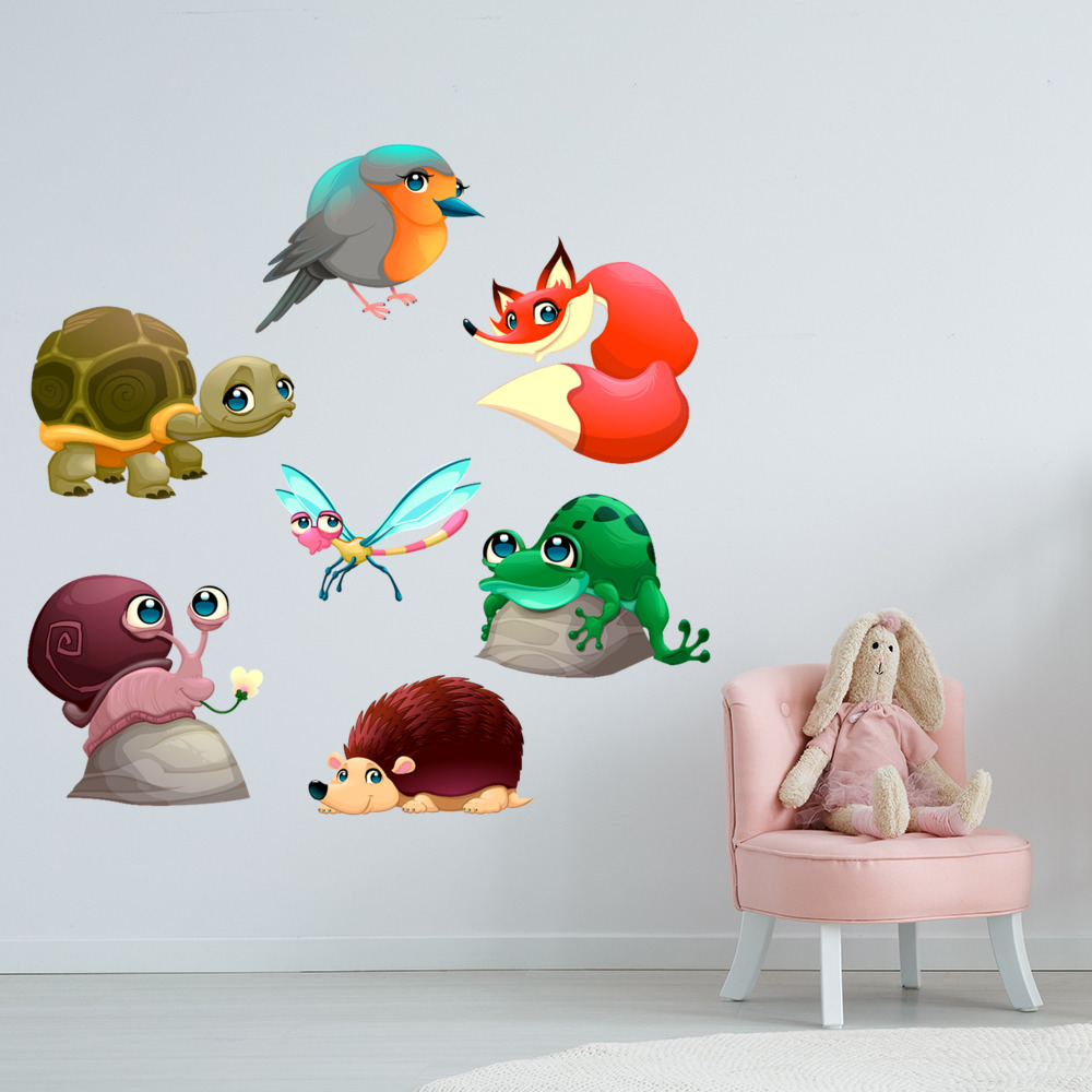 Woodland Animals Hedgehog Fox Wall Sticker Set