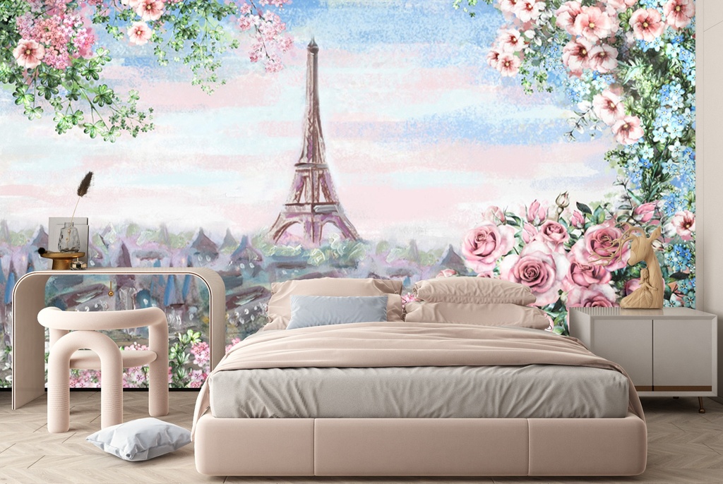 Summer Paris Eiffel Tower Wall Mural Wallpaper