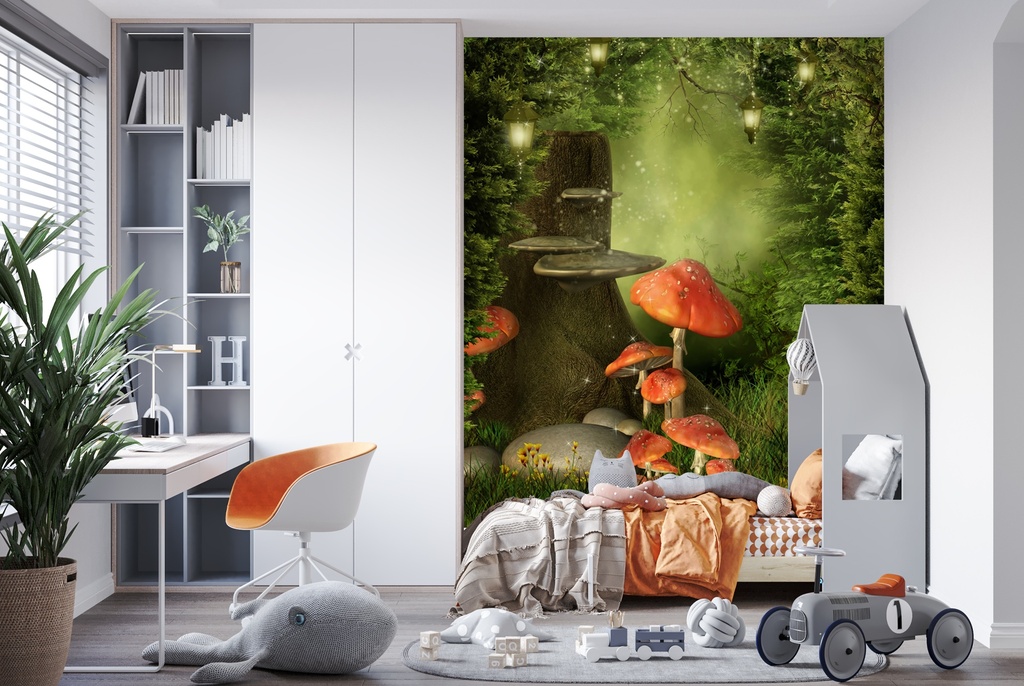 Toadstool Tree Fairy Forest House Wall Mural Wallpaper
