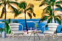 Hawaii Sunset Palm Trees Wall Mural Wallpaper