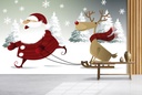 Santa Sleigh & Reindeer, Christmas Wall Mural Wallpaper