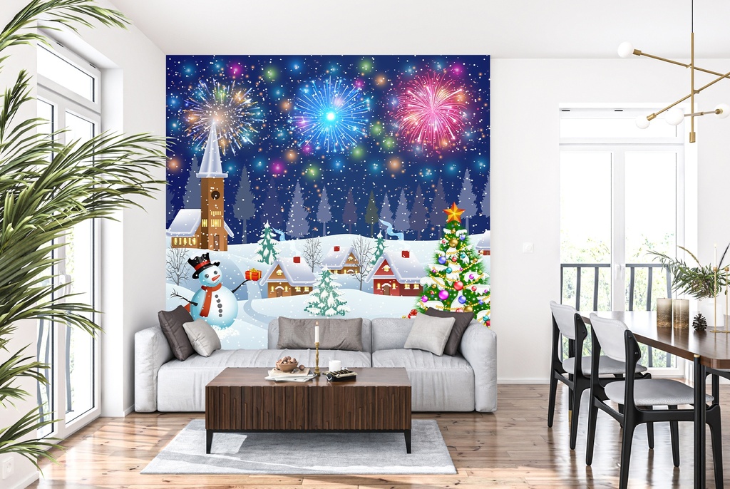 Christmas Fireworks Wall Mural Wallpaper