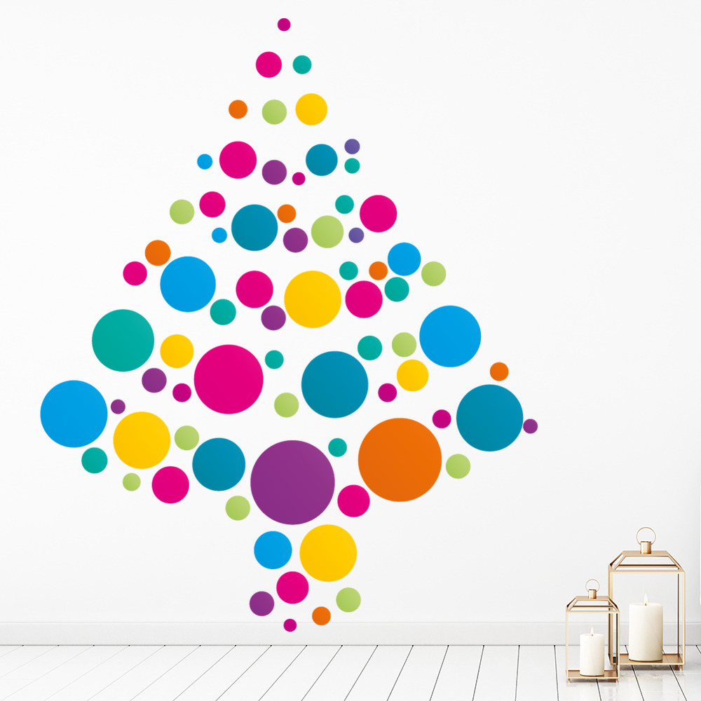 Christmas Tree Purple Pink Blue Wall Sticker