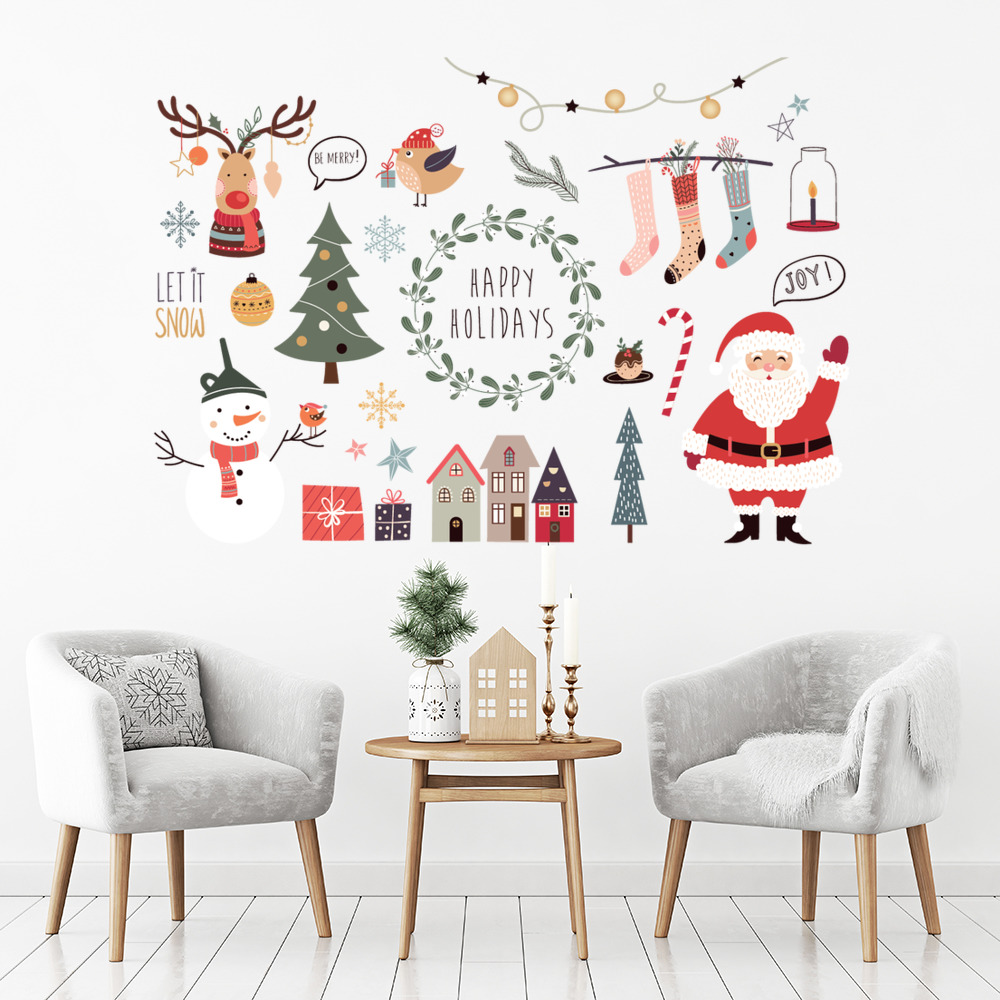 Christmas Santa Rudolph Snowman Wall Sticker Set