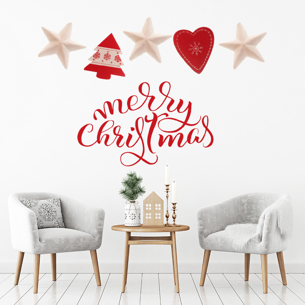 Merry Christmas Tree Star Heart Wall Sticker