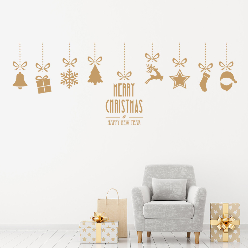 Christmas Baubles Stocking Reindeer Wall Sticker