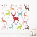Colourful Reindeer Christmas Animals Wall Sticker Set