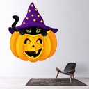 Peeking Pumpkin Black Cat Halloween Wall Sticker