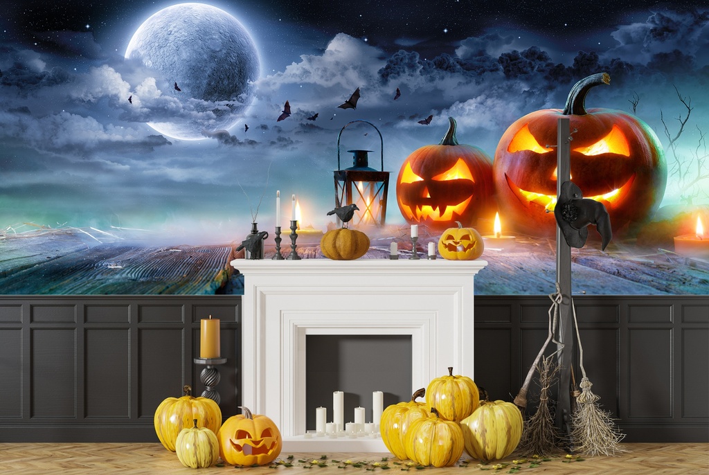 Jack O Lantern Halloween Pumpkin Wall Mural Wallpaper