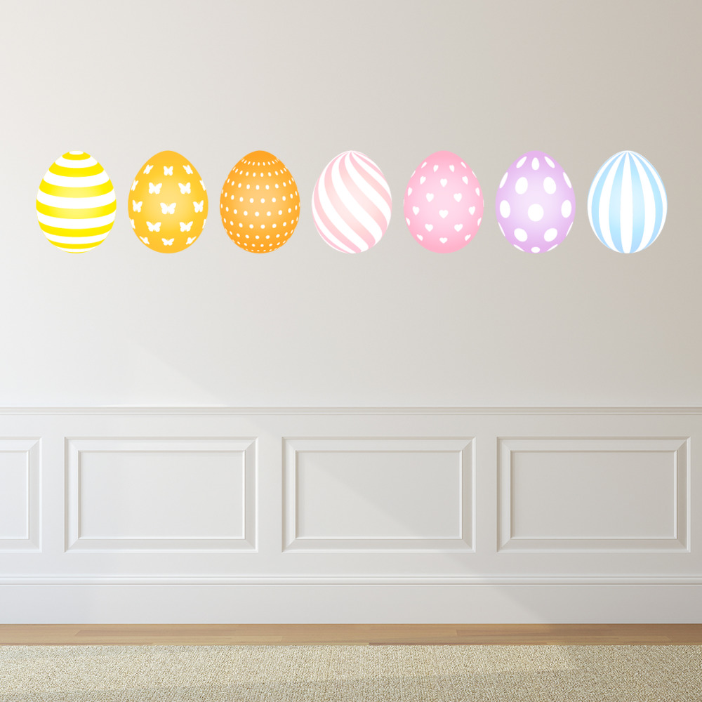 Pastel Pattern Eggs Easter Wall Sticker