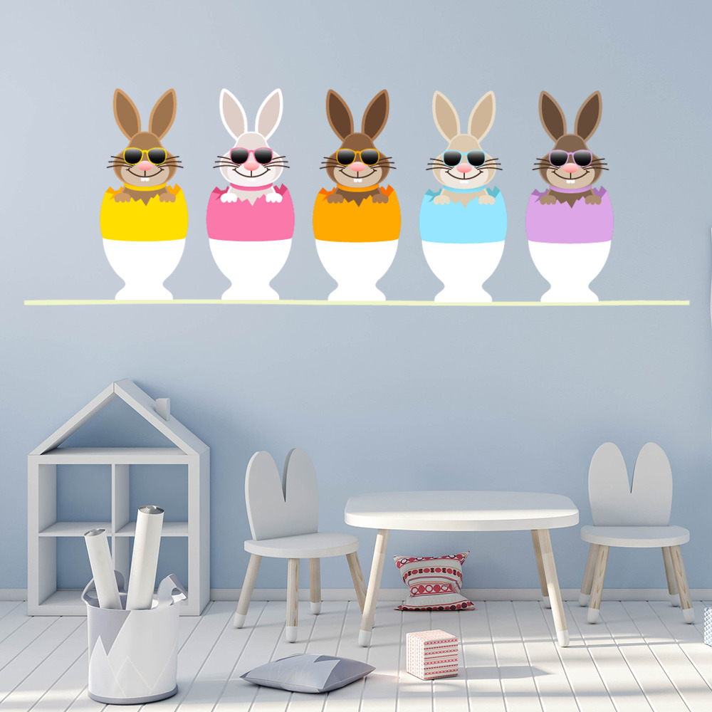 Funny Bunny Easter Eggs Wall Sticker